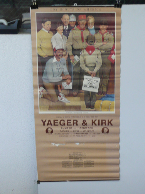 1983 Boy Scout Wall Calendar, Full Size, The Strength Of Scouting Through Volunteers by Joseph Csatari, 16" x 34", no Calendar pages, #P86