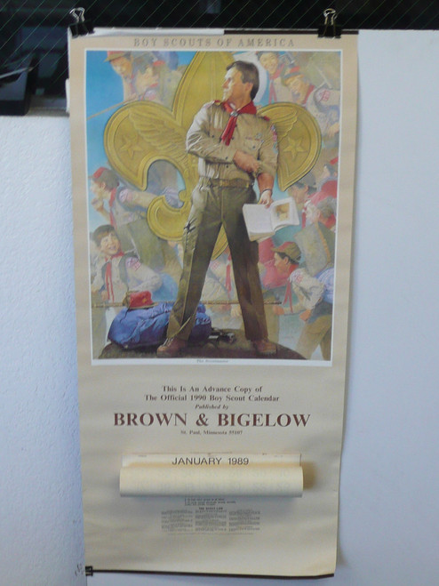 1989 Boy Scout Wall Calendar, Full Size, The Scoutmaster by Joseph Csatari, 11" x 23", Complete, #P97, Advance Copy of the 1990 Calendar sent to Scout Executives