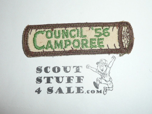 1956 Camporee Patch, Generic BSA issue, Log Segment Design