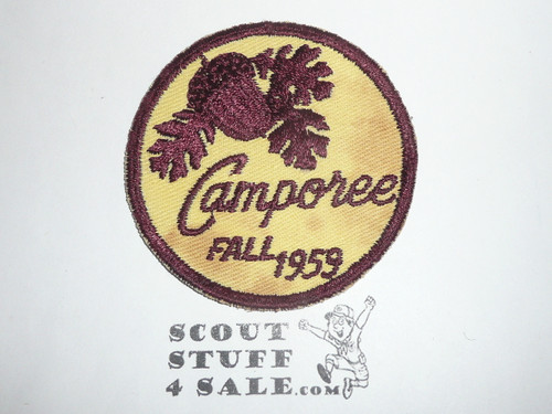 1956 Fall Camporee Patch, Generic BSA issue, yellow twill, brown c/e bdr, soiled