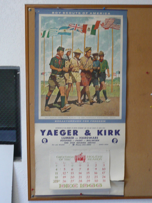 1967 Boy Scout Wall Calendar, Full Size, Breakthrough For Freedom by Norman Rockwell, 10" x 46", complete with small tear at bottom right, #P105
