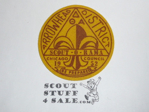 1952 Chicago Area Council Arrowhead District Scout-O-Rama Felt Patch