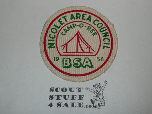 1956 Nicolet Area Council Camporee Canvas Patch