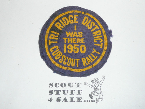 1950 Tre Ridge District Cub Scout Rally Felt Patch