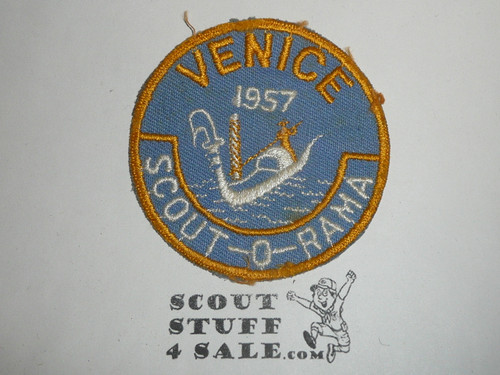 Crescent Bay Area Council, 1957 Venice District Scout-o-rama Patch, lite use