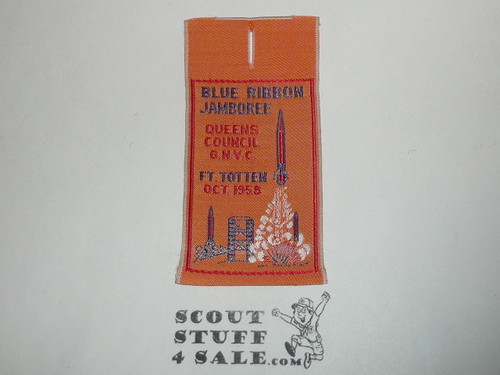 1958 Queens Council Blue Ribbon Jamboree Woven Patch