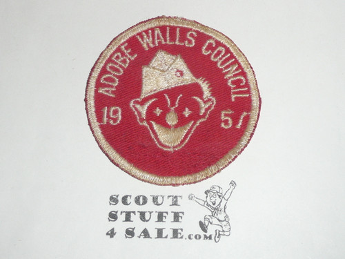 Adobe Walls Council Circus Patch, 1957, needle break at top of 7