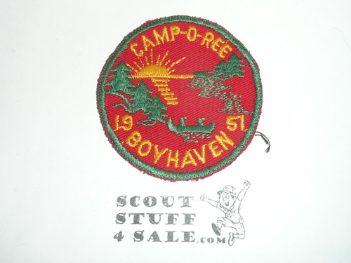 Camp Boyhaven Camp-O-Ree Patch, 1951