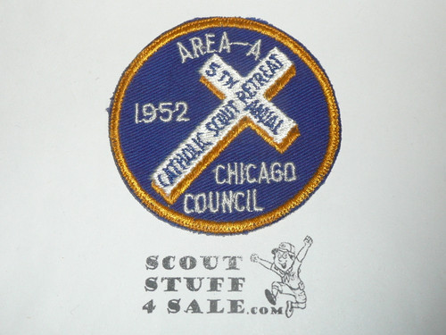 Chicago Area Council, Area-A Catholic Scout Retreat Patch, 1952