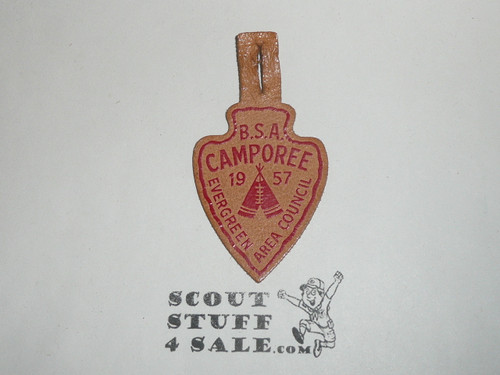 Evergreen Area Council Camporee Leather Patch, 1957