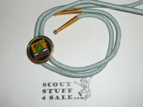 1973 National Jamboree Bolo Tie, Lt Blue cord with metal tips