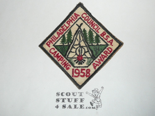 Philadelphia Council Camping Award Patch, 1958