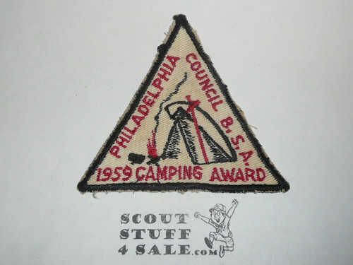 Philadelphia Council Camping Award Patch, 1959