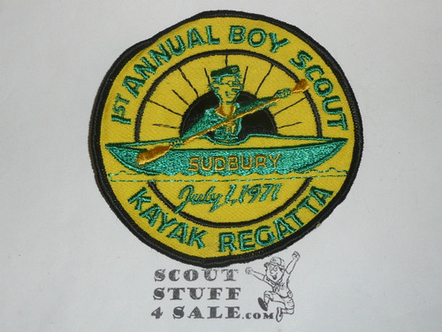 Sudsbury 1st Annual Boy Scout Kayak Regatta Patch, 1971