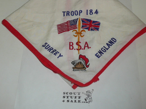 Transatlantic Council Troop 184 Surrey England Embroidered Neckerchief