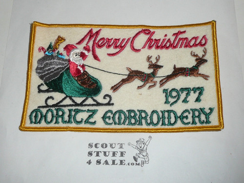 Moritz Embroidery Company Merry Christmas Promotional Felt Patch,  1977