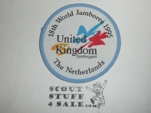 1995 Boy Scout World Jamboree United Kingdom Contingent Patch, blue bdr