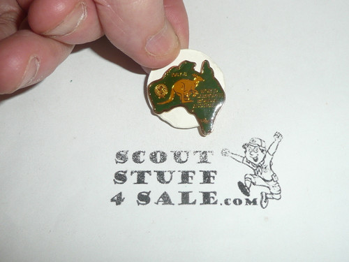 1987-1988 Boy Scout World Jamboree Pin, Australia Map, green