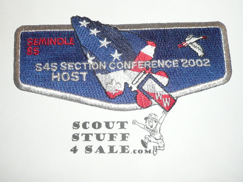 Order of the Arrow Lodge #85 Seminole s38 2002 S4S Conference Host Flap Patch