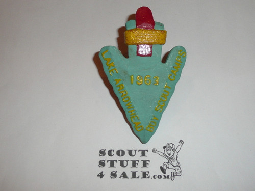 Lake Arrowhead Boy Scout Camps 1963 NEAL Neckerchief Slide, lt blue