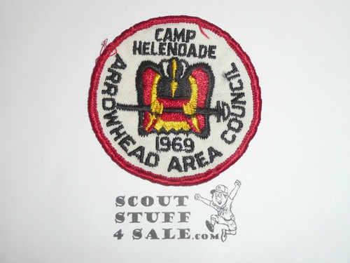 Camp Helendade Patch, Arrowhead Area Council, 1969, lite use