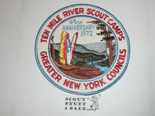 Ten Mile River Scout Camps Jacket Patch, Greater New York Councils, 45th Anniversary, 1972
