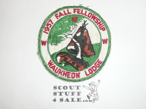 Order of the Arrow Lodge #55 Waukheon 1957 Fall Fellowship Patch, lite use