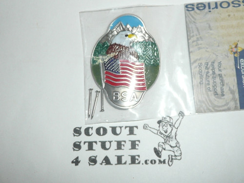Eagle with USA Flag Hiking Staff Emblem, Boy Scouts of America