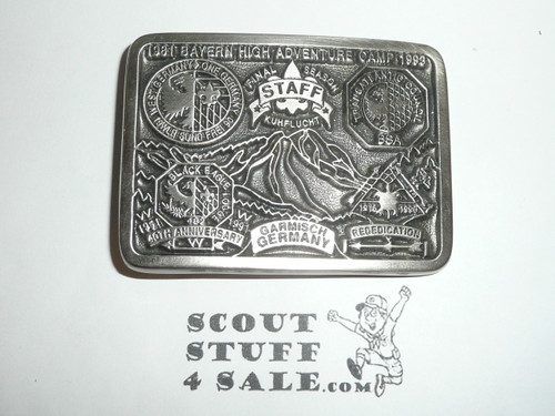 1993 Bayern High Adventure Camp Final Season STAFF Cast Belt Buckle, Transatlantic Council, Black Eagle Lodge #482, Order of the Arrow