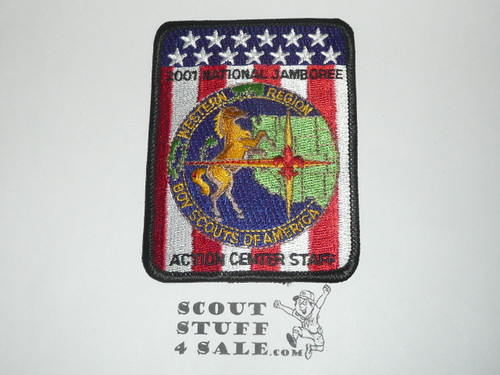 2001 National Jamboree Western Region Action Center Staff Patch, black bdr