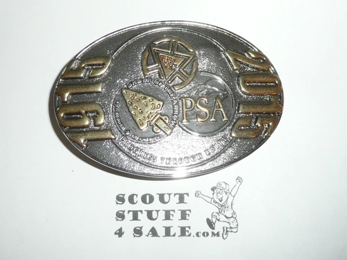 Philmont Scout Ranch, Staff Association 2015 100th Order of the Arrow Anniversary Cast Belt Buckle in Silver/Gold Finish