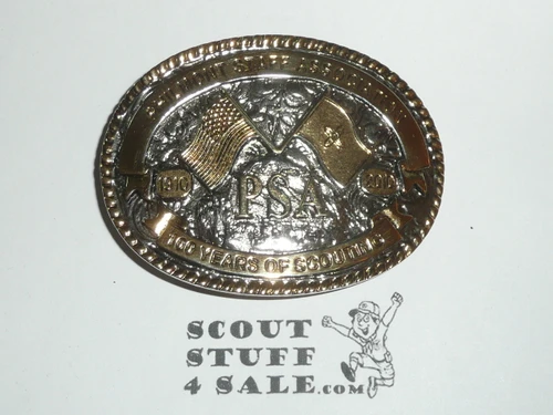 Philmont Scout Ranch, Staff Association 2010 100th BSA Anniversary Cast Belt Buckle in Silver/Gold Finish
