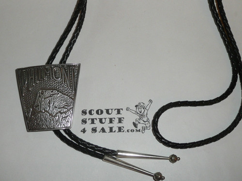 Philmont Scout Ranch,STERLING Silver Tooth of Time Bolo Tie with braided leather cord and silver tips