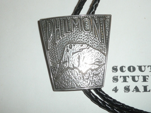 Philmont Scout Ranch,STERLING Silver Tooth of Time Bolo Tie with braided leather cord and silver tips