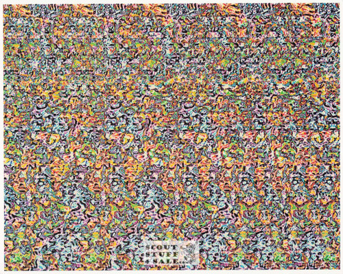 Basketball Slam Dunk Magic Eye 3D Optical Illusion Postcard, Classico SF #528-001, 8x10"