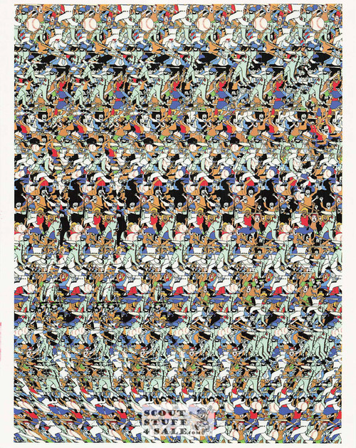 Baseball Magic Eye 3D Optical Illusion Postcard, Classico SF #528-047, 8x10"