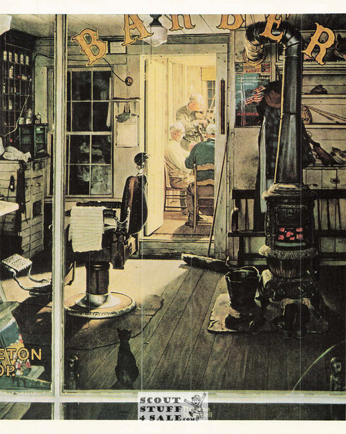 SHUFFLETON'S BARBER SHOP, Norman Rockwell Artwork Postcard, Classico SF #575-020, 8x10"