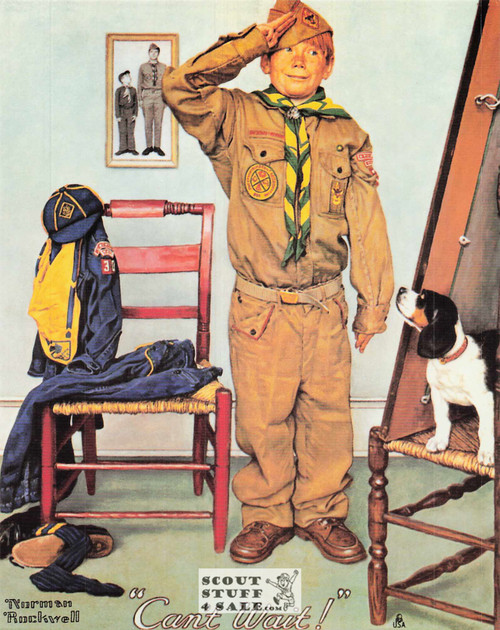 CAN'T WAIT, Norman Rockwell Boy Scout Postcard, Classico SF #575-030, 8x10"