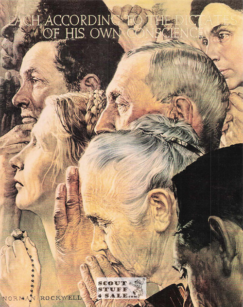 THE FOUR FREEDOMS FREEDOM OF WORSHIP, Norman Rockwell Postcard, Classico SF #575-043, 8x10"