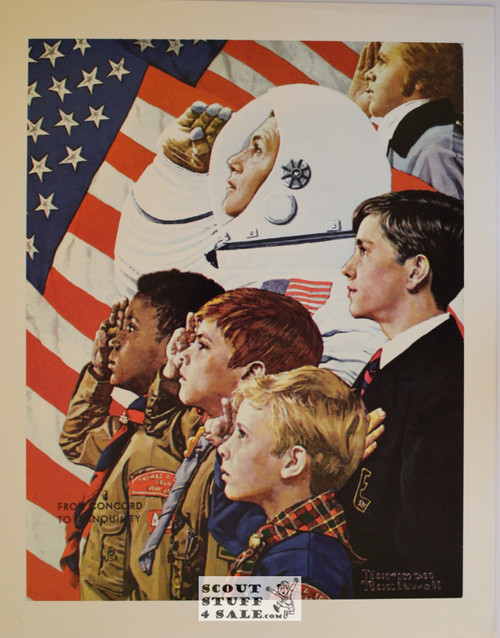 FROM CONCORD TO TRANQILITY Boy Scout Norman Rockwell Postcard #182-111, 11x14"