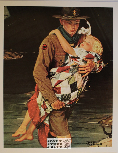 A SCOUT IS HELPFUL Boy Scout Norman Rockwell Postcard #182-191, 11x14"