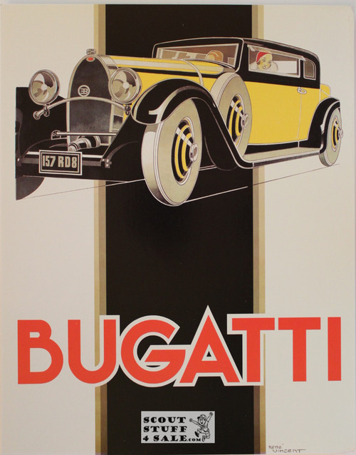 Bugatti Automobiles 1930 French Advertising Poster Postcard by Classico SF #194-505, 11x14"