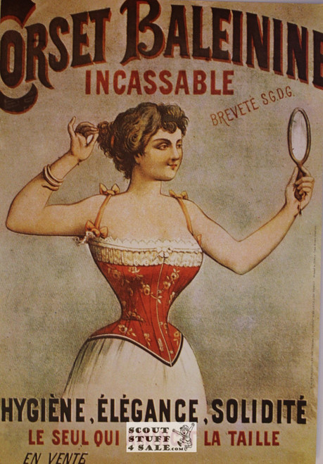 Baleinine Corset 1900's Ad Vintage French Poster, Editions Nugeron, 11x15.25"