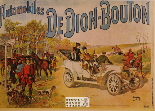 De Dion-Bouton Automobiles 1900's Ad Vintage French Poster, Editions Nugeron, 11x15.25"