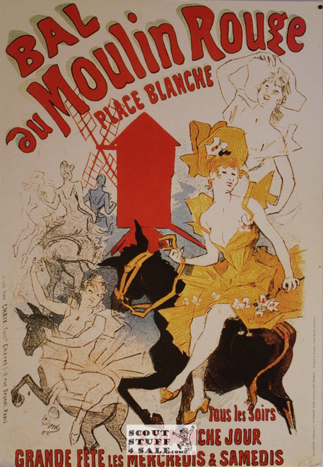 Moulin Rouge 1900's Ad Vintage French Poster, Editions Nugeron, 11x15.25"
