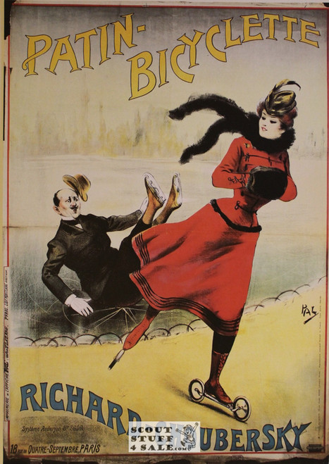 Patin Bicyclette 1900's Ad Vintage French Poster, Editions Nugeron, 11x15.25"