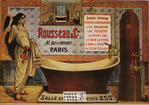Rousseau Toilets and Tubs 1900's Ad Vintage French Poster, Editions Nugeron, 11x15.25"