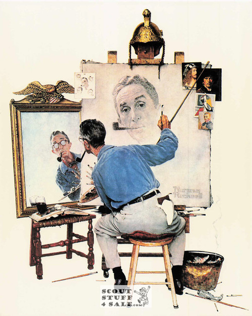 TRIPLE SELF PORTRAIT, Norman Rockwell Artwork Postcard, Classico SF #575-010, 8x10"