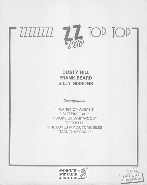 ZZ Top 8x10" French Poster by Editions Nugeron #G11