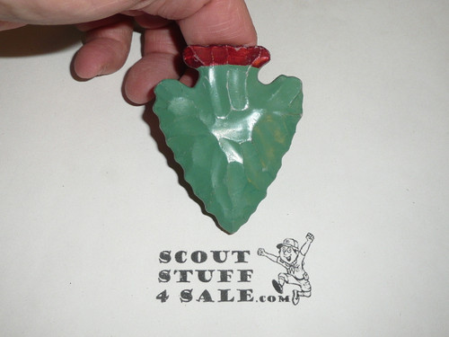 Arrowhead Neckerchief Slide, Plastic, green with red top